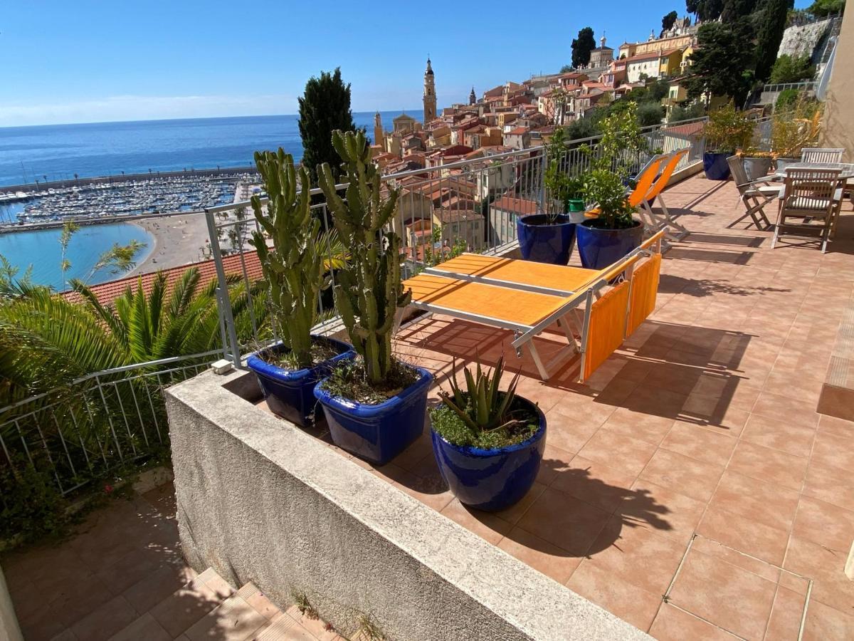 Villa L'Ensoleillee Vue Panoramique Mer, 250 M De La Plage Et Du Centre Ville Menton Luaran gambar