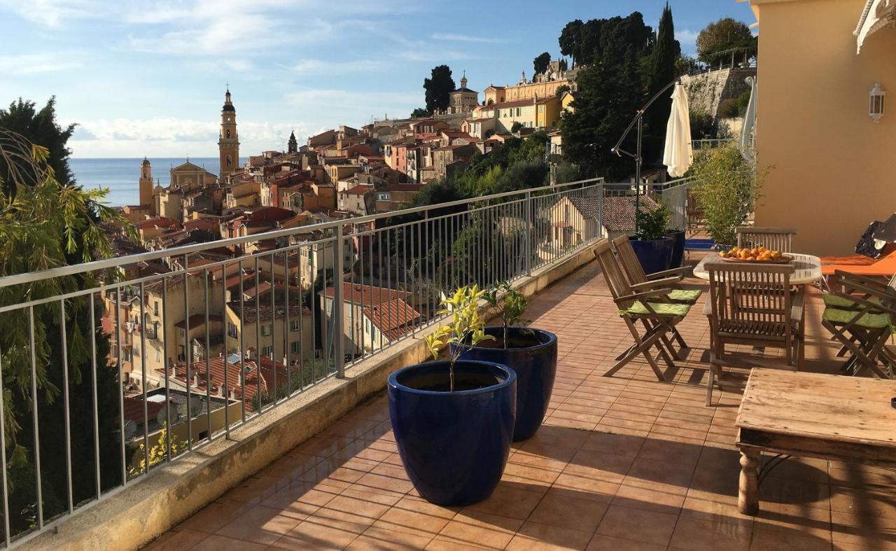 Villa L'Ensoleillee Vue Panoramique Mer, 250 M De La Plage Et Du Centre Ville Menton Luaran gambar